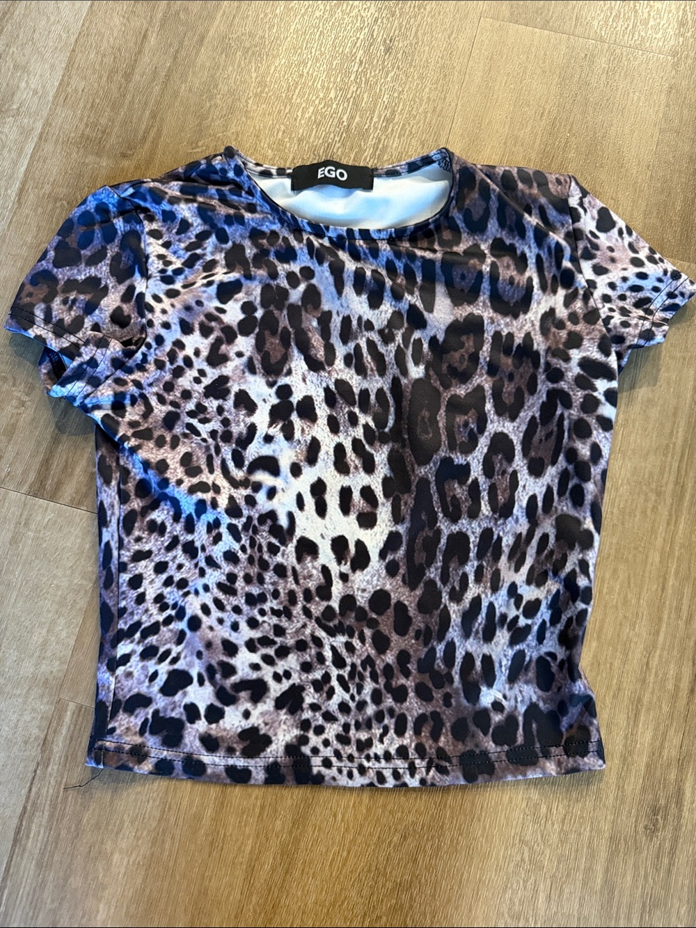 EGO Animal Print Short Sleeve Top in Brown and Black